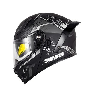 SOMAN ABS オートバイダブルレンズ露出型ヘルメット 男女兼用 四季対応 保温 DOT 3C認証 F2 - Product Image 5