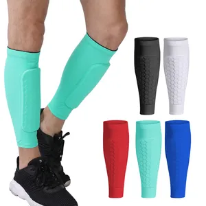 Sports Soccer Shin Guards With Honeycomb Crushproof Pads Leg Calf Compression Sleeve