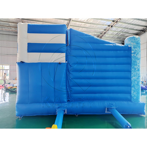 Château Gonflable Personnalisé <span class=keywords><strong>Elsa</strong></span> Bleu pour Fêtes, Maison de Rebond Gonflable Princesse avec Toboggan Intérieur - Product Image 4