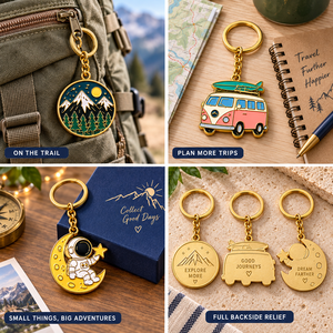 Llaveros de Esmalte Duro Personalizados para Viajes y Aventuras, Llaveros Metálicos Personalizados con Diseños de Montaña, Campismo y Astronautas, Fabricación OEM ODM - Product Image 3