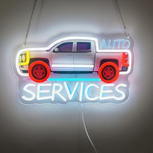 Auto Services Letreros Neon LED indoor hanging ambient light shop <b>sign</b> wall decoration light entrance indicator light Customized - Product Image 6