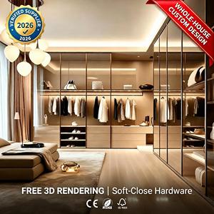 Système de dressing avec portes en verre de luxe |   Armoire moderne avec cadre en aluminium, éclairage LED intégré et tiroirs - Product Image 1