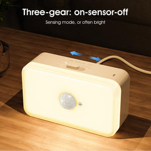 Luz nocturna inteligente con sensor de cuerpo humano, LED rectangular, blanco cálido, con enchufe tipo C, para el hogar, pasillo, dormitorio, armario - Product Image 5