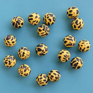 Usine 2024 nouveautés en gros rond à mâcher sans Bpa perles de Silicone bébé anneau de dentition de qualité alimentaire léopard Silicone perles dentition - Product Image 3