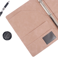 Carpeta Portafolio Profesional Rosa A4 de Cuero, Organizador de Documentos, Carpeta para Conferencias con Carpeta de 3 Anillos