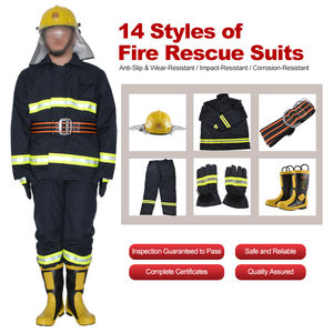 Combinaison de <span class=keywords><strong>pompier</strong></span> réfléchissante noire catégorie 4 pour la lutte contre les incendies de forêt avec style divisé et corps entier - Product Image 2