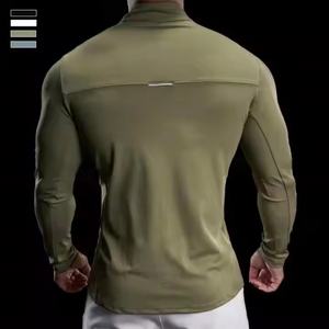 New Design Stand Collar <b>Half</b> Zipper Sweater Pullover Male Autumn Winter Tops Custom Fabric T-shirt <b>Men's</b> Long <b>Sleeve</b> - Product Image 6