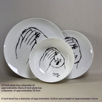 Service de 2 assiettes de luxe en porcelaine fine avec motif de portrait artistique, en céramique, résistant au micro-ondes, pour la décoration de table d'hôtel