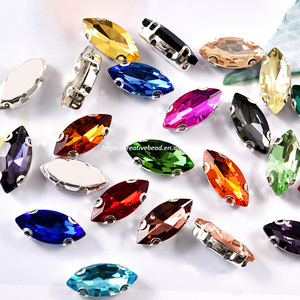 หินอัญมณีคริสตัลแบบเรียบทรงหลวมสีตามสั่งเย็บติดพลอยเทียมทำจากสเตนเลสคริสตัลแฟนซี - Product Image 2