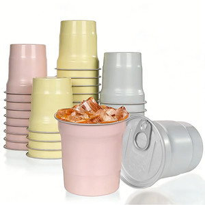 Bicchieri personalizzati rosa a forma di U per gelato e dessert, usa e getta, satinati, per caffè freddo con coperchio - Product Image 1