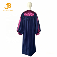 Robe de chœur personnalisée unisexe de luxe pour adultes Crescendo avec manches à revers, étole en satin rouge rosé et bonnet bleu marine pour usage religieux