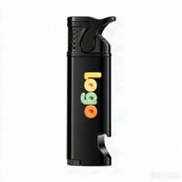 Briquet torche portable coupe-vent en métal à jet droit avec ouvre-bouteille, rechargeable au butane, briquet long, logo personnalisé