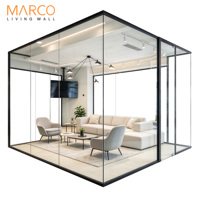 Cloison en verre panoramique flexible sur mesure avec film intelligent commutable pour bureau à domicile - Mur de suite exécutive en verre trempé avec cadre de 28 mm