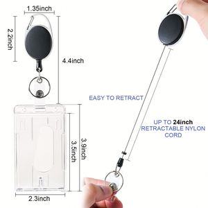 Porte-badge rétractable bidirectionnel avec logo couleur personnalisé, clip vertical/horizontal et pochette pour carte d'identité – Accessoire - Product Image 6