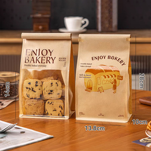 Sac à pain en <span class=keywords><strong>papier</strong></span> kraft écologique de qualité alimentaire avec logo personnalisé, fenêtre transparente et fermeture à lien métallique refermable - Product Image 4