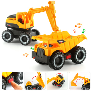 Camión <span class=keywords><strong>de</strong></span> <span class=keywords><strong>Juguete</strong></span> Dwi Dowellin Construction Carrier, Camión <span class=keywords><strong>de</strong></span> <span class=keywords><strong>Juguete</strong></span> <span class=keywords><strong>de</strong></span> 25.6 Pulgadas con Excavadora y Camión Volquete - Product Image 3