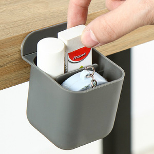 Desktop Pen Holder Multifunctional Office Storage Box Small Size White Round Shape Sticker Mountable Desk Organizer - Product Image 4