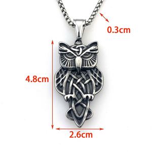Stainless Steel Nordic Vikings Runes Amulet Pendant Owl <b>Necklace</b> Owl Animal Jewelry Talisman Vintage Viking Punk <b>Necklace</b> - Product Image 4