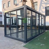 Maison conteneur détachable de 20 pieds avec mur en verre, préfabriquée en kit, de luxe, modulaire, design méditerranéen, pour usage commercial, écologique
