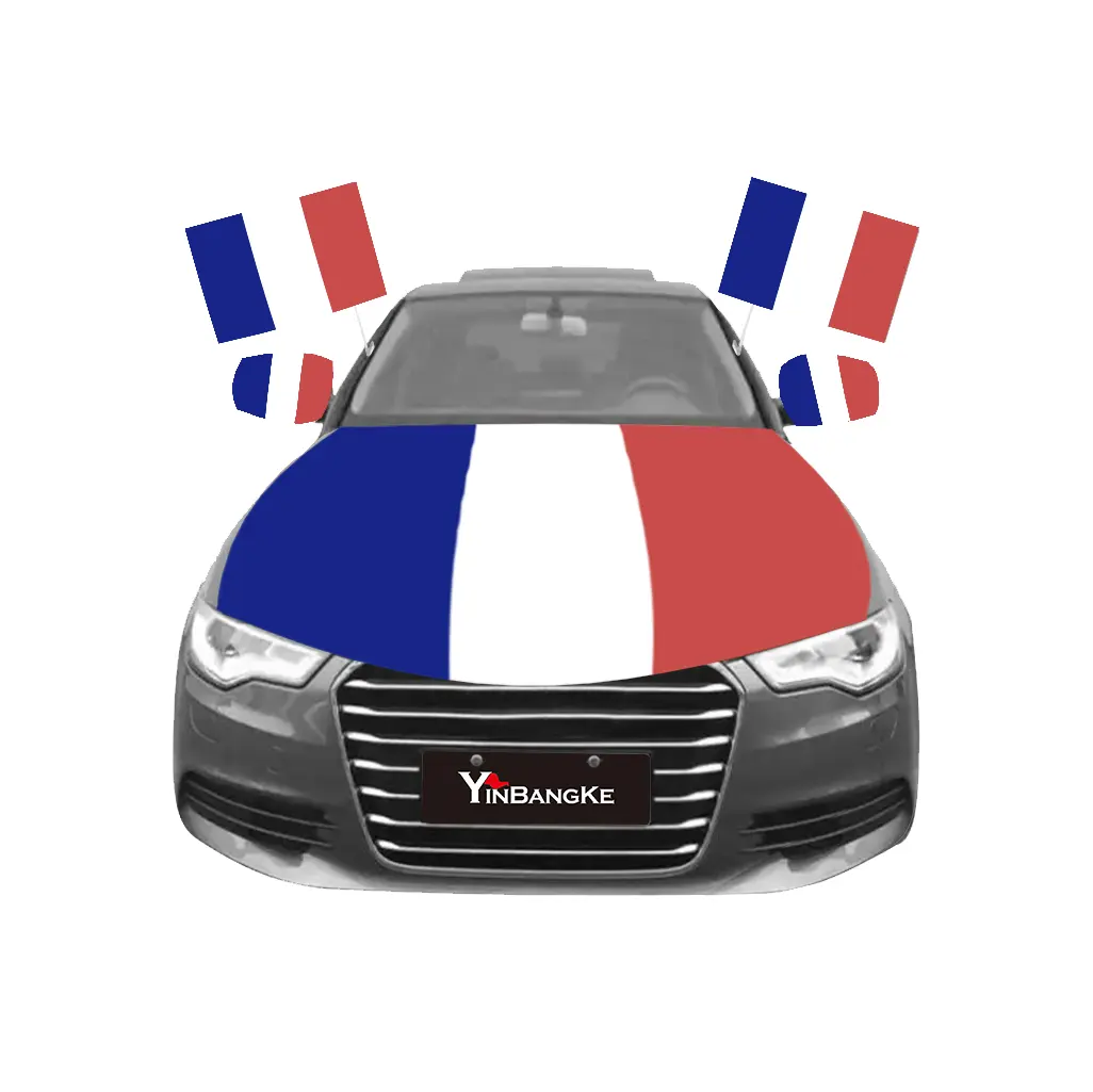 Fast Shipping France Custom Wholesale Silk Screen Printing Polyester Car Window National Country Flag With Big Plastic Pole