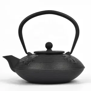Chinese features happiness health Cast Iron Enamel Kettle Flat Teapot With Strainer 800ml
