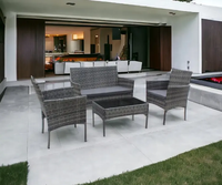 Vente en gros de 4 ensembles de canapés en rotin modernes Design confortable pour manger en plein air Petite table de bar Ensemble de chaises pour jardin/cour
