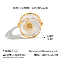 Bague ajustable tendance en acier inoxydable plaqué or 18 carats, motif fleur de coquillage style océan, pour femme, usage quotidien, vente en gros