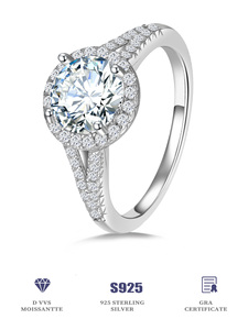 Guangdong Aivenchy Lab Grown <span class=keywords><strong>Bague</strong></span> en <span class=keywords><strong>diamant</strong></span> <span class=keywords><strong>Fine</strong></span> Jewelry 925 Sterling Silver Rhodium Plated Women Big Moissanite Finger Ring - Product Image 3
