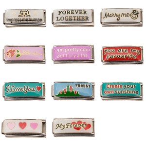 HP0795 Eslabones de Charms Italianos de Acero Inoxidable de 20x9mm, Charms Modulares para Pulseras con Frases de Amor, Fornituras de Joyería para Pulseras Modulares DIY - Product Image 3