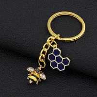Porte-clés Abeille en Émail, Mignon Animal Insecte, Pendentif Ruche Émaillée, Couleur Or, pour Voiture et Sac, Bijou Décoratif, Cadeau