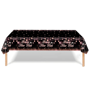 Feliz Año Nuevo, mantel rectangular de color oro rosa, decoración desechable para fiestas, Nochevieja, elegante diseño de estrellas - Product Image 1