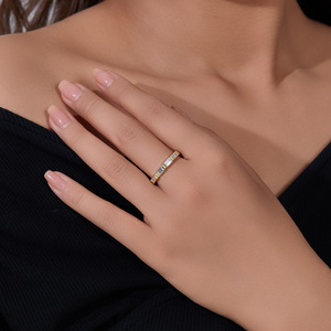 OAHLAN Fine Jewelry Rectangular Cut Cubic Zircon Band <strong>Stacked</strong> S925 Sterling <strong>Silver</strong> <strong>Rings</strong> for Women Wedding Engagement Gift - Product Image 4