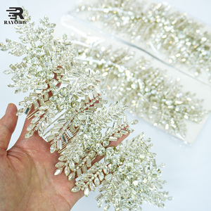 Accessoires en pierre de cristal, décorations brillantes pour la tête, strass, nouveau design de mode, applique pour robe de soirée fleurie - Product Image 6