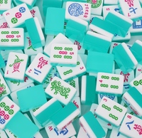 Ensemble de tuiles de mahjong moderne de luxe avec 2 dés, 166 tuiles acryliques gravées (1.2), portable, bleu turquoise