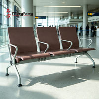 Chaise d'attente modulaire en PU avec structure en acier, 1 à 5 places, banc d'attente public pour hôpital, aéroport, banque, gare