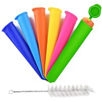 Moule à Glace en Silicone Wpunwen Moules à Popsicle avec Couvercles 6 Pièces Moules à Popsicle en Silicone Tubes à Popsicle Réutilisables avec Brosse Propre