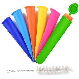 Molde de silicona para paletas de hielo Wpunwen, moldes para paletas con tapas, 6 uds., moldes para paletas de silicona, tubos de paletas reutilizables con cepillo limpio - Product Image 1