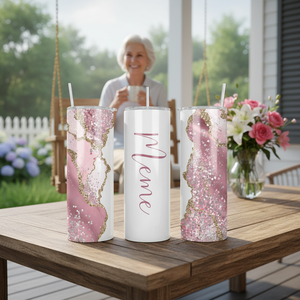 Tumbler in Acciaio Inox da 20oz con Memoriale 'Nonna' - Tazza da Viaggio Bianca per Mamma - Idea Regalo per la Festa della Mamma - Product Image 3