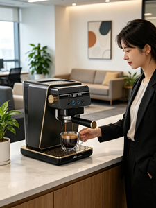 Macchina per Caffè Espresso Anbolife con Display Digitale, Controllo Temperatura NTC, Serbatoio <span class=keywords><strong>d</strong></span>'Acqua da 1,2L, Design Retrò Dorato - Product Image 5