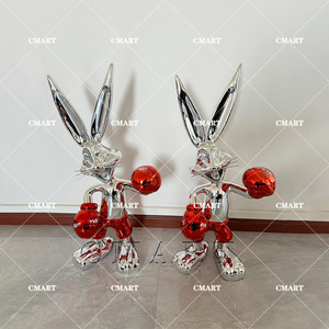 Escultura de Bugs Bunny Boxeador - Resina/Fibra de Vidrio Pintada a Mano, Tamaño Personalizable, Tema de Amor, Decoración para el Hogar - Product Image 5