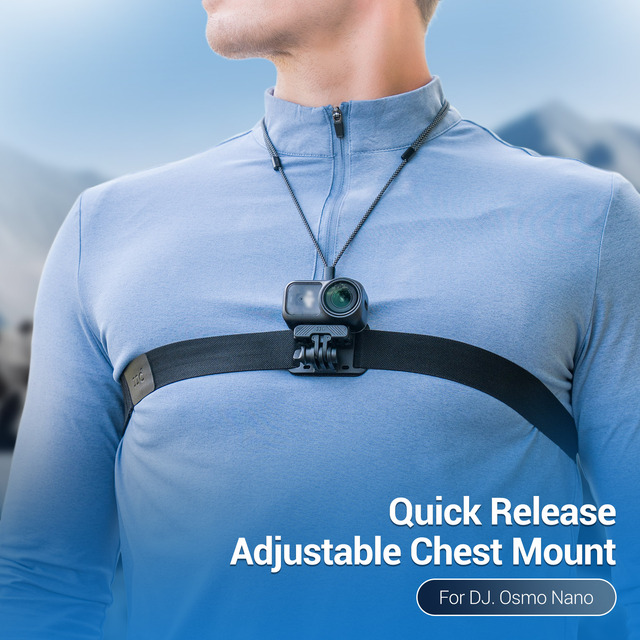 JJC Wholesale Quick Release Adjustable Nylon+Spandex+ABS Black Chest Mount for for Osmo Nano Action Camera Accessories
