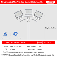 Éclairage public extérieur de réverbère de Polonais léger élevé LED 250W * 3 pour la place d'allée d'aéroport de stade de football