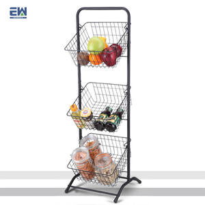 Chariot de service de rangement de cuisine moderne Offres Spéciales avec roues <span class=keywords><strong>légumes</strong></span> et fruits support de maintien en fil de fer à 3 couches - Product Image 3