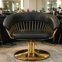 Fauteuil de Barbier de Luxe en Cuir PU Marron avec Pompe Hydraulique, Hauteur Réglable, Inclinable, Portable, Design Contemporain pour Salon Commercial