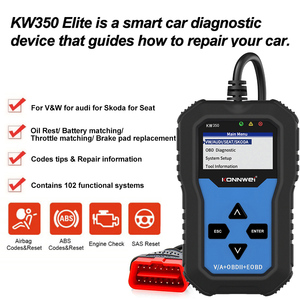 เครื่องมือวินิจฉัยรถยนต์ OBD2ระบบครบวงจร KW350เครื่องสแกนโอบีดีสำหรับที่นั่ง VW Audi Skoda ABS ถุงลมนิรภัยรีเซ็ตน้ำมันไฟ epb - Product Image 3