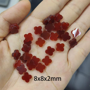 Cabujones de Ágata Roja Natural con Forma de Trébol de Cuatro Hojas, Piedras Preciosas Sueltas para Hacer Pendientes para Mujer - Product Image 3
