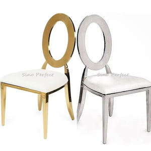 Chaise de banquet à dossier rond en acier inoxydable, empilable, pour extérieur, mariage, fête, événement - Product Image 1