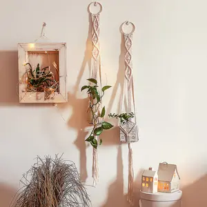 YO005卸売屋内調節可能な綿ロープ壁人工植物植木鉢ホルダーハンガーガーデンハンギングバスケット