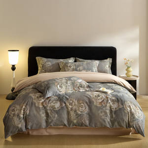 Haute qualité impression réactive 200TC motif végétal Textile de maison 100% coton vert <span class=keywords><strong>couette</strong></span> housse de <span class=keywords><strong>couette</strong></span> 2 taie d'oreiller ensemble de literie - Product Image 1