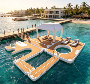 Île flottante gonflable commerciale Drop-Stitch avec pont en EVA, transat de <span class=keywords><strong>piscine</strong></span> pour vacances en mer et en lac - Product Image 2